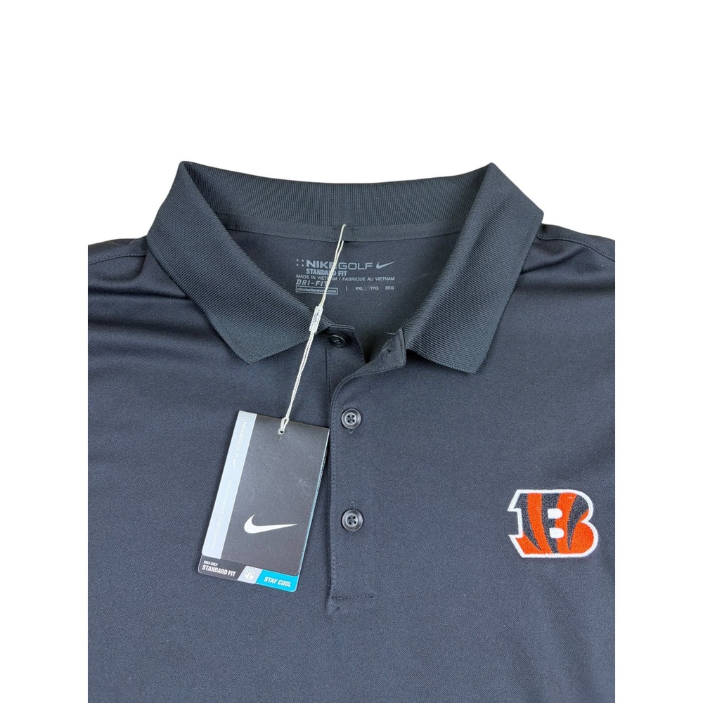 Nike Golf Mens Cincinnati Bengals Dri-FIT Long Sleeve Polo Shirt Black XXL NWT
